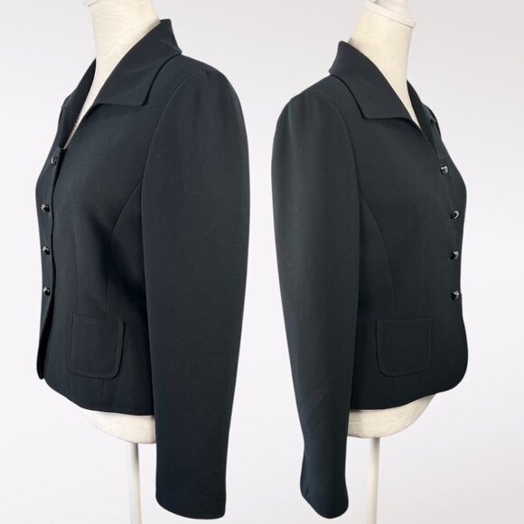 Tahari Arthur S. Levine Black Blazer Jacket Button Front 4 Petite - Picture 4 of 10